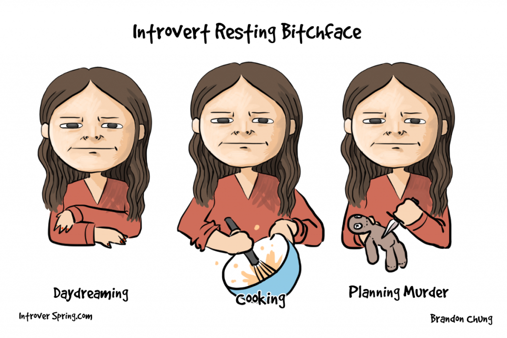 Introvert Resting B*tch Face Cartoon - Introvert Spring